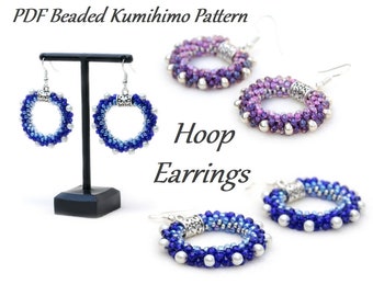 PDF Beaded Kumihimo Pattern -  Hoop Earrings Kumihimo tutorial