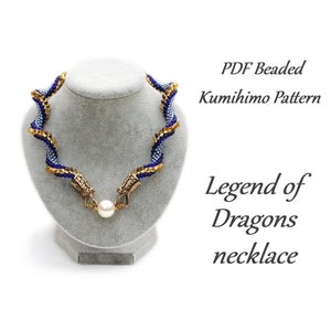 PDF Beaded Kumihimo Pattern - Legend of Dragons Kumihimo Necklace tutorial