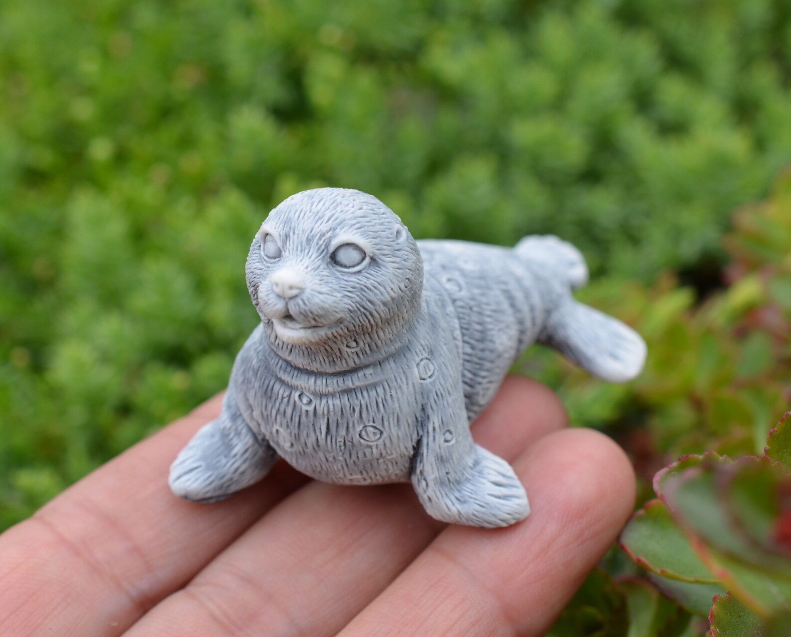 Marble Figure of Seal. Stone Carved Handmade Talisman. Cute Etsy