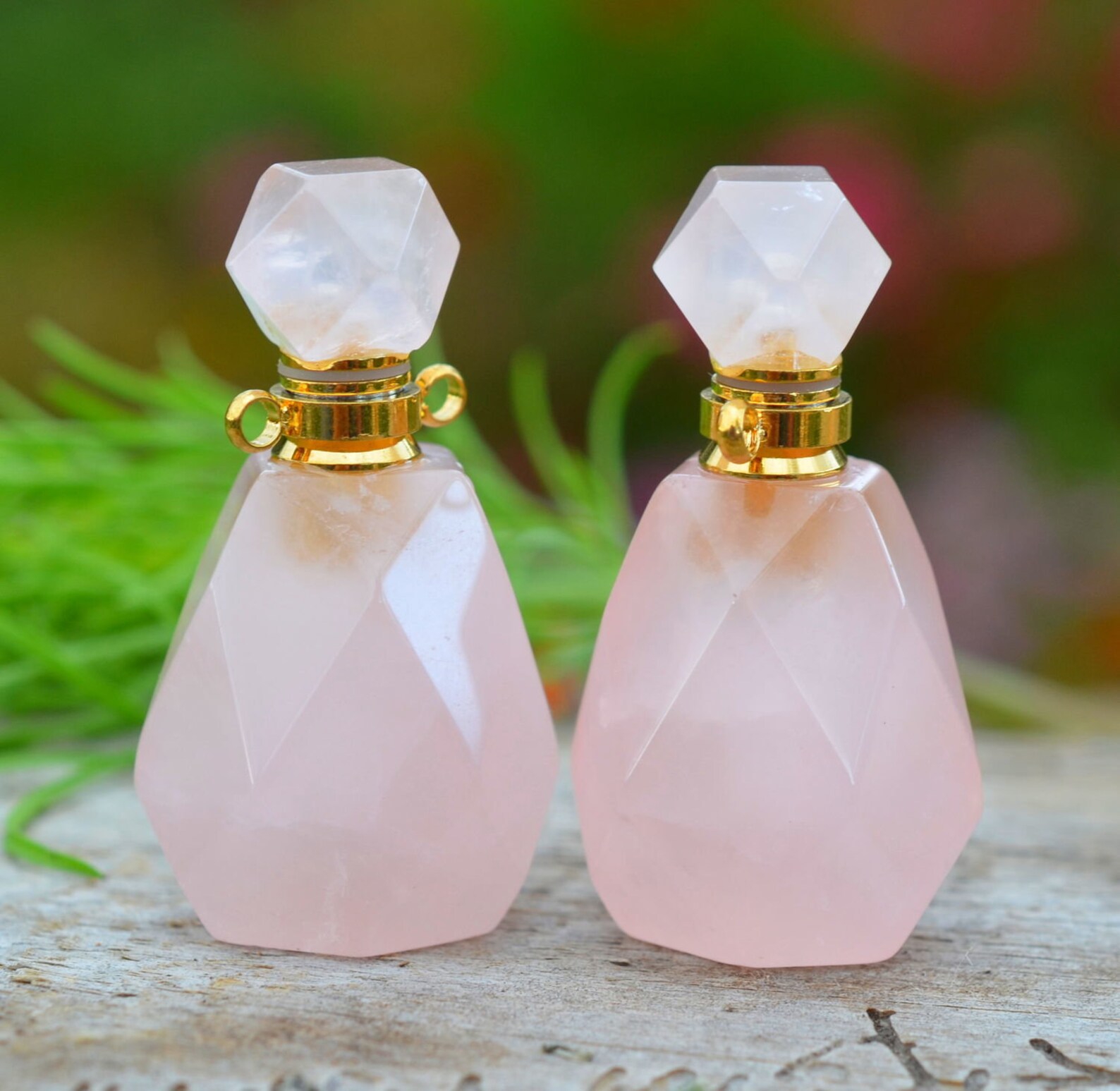Perfume Bottle Made from Pink Quartz. Natural Gemstone Rose Etsy