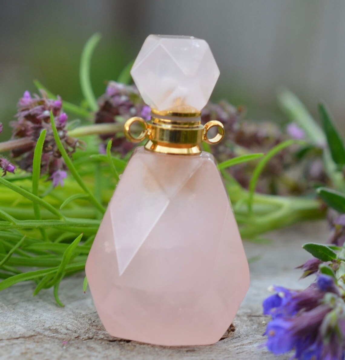 Perfume Bottle Made from Pink Quartz. Natural Gemstone Rose Etsy