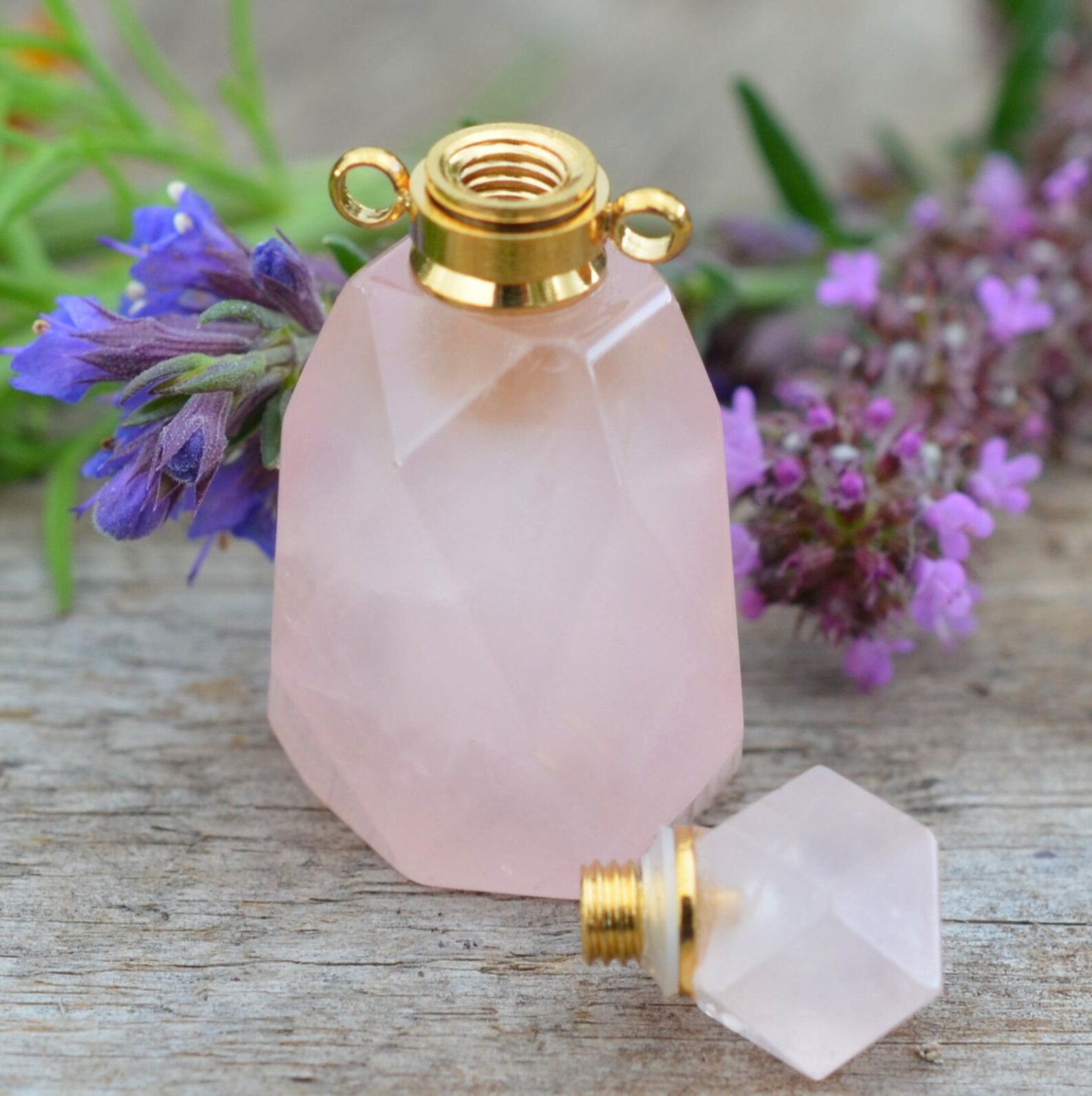 Perfume Bottle Made from Pink Quartz. Natural Gemstone Rose Etsy
