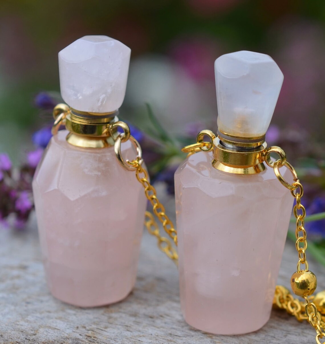Perfume Bottle Made from Pink Quartz. Natural Gemstone Rose Etsy