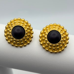80s vintage purple & gold plated clip on earrings