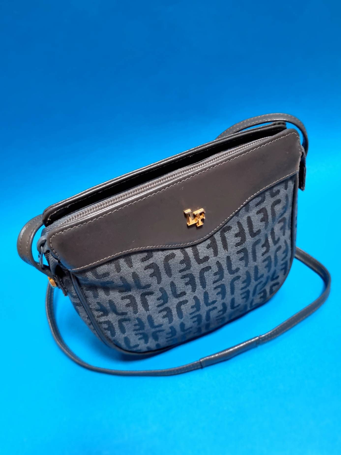 LOUIS FERAUD PARIS Women's Navy Blue Purse Handbag Briefcase Style