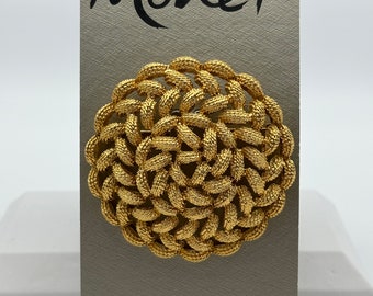 Monet, 80s new vintage "Etude" gold plated flower brooch