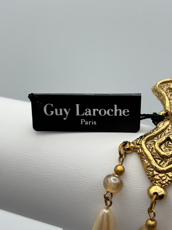 Guy Laroche, 80s new vintage gold plated & faux p… - image 3