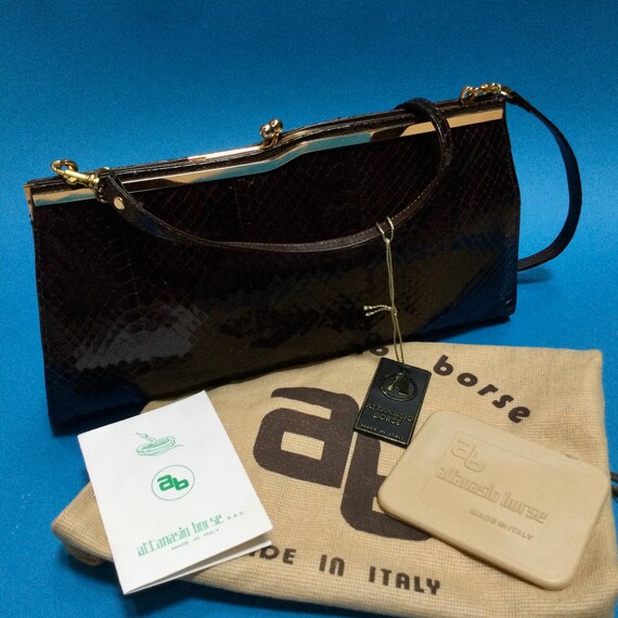 Attanasio Borse 60s New Vintage Brown Snakeskin Shoulder Bag - Etsy Finland