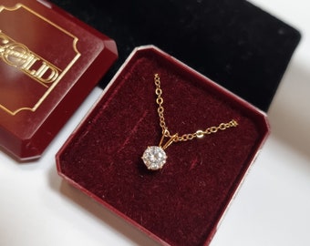 The Gold Centre, 90s vintage faux diamond pendant necklace, in box