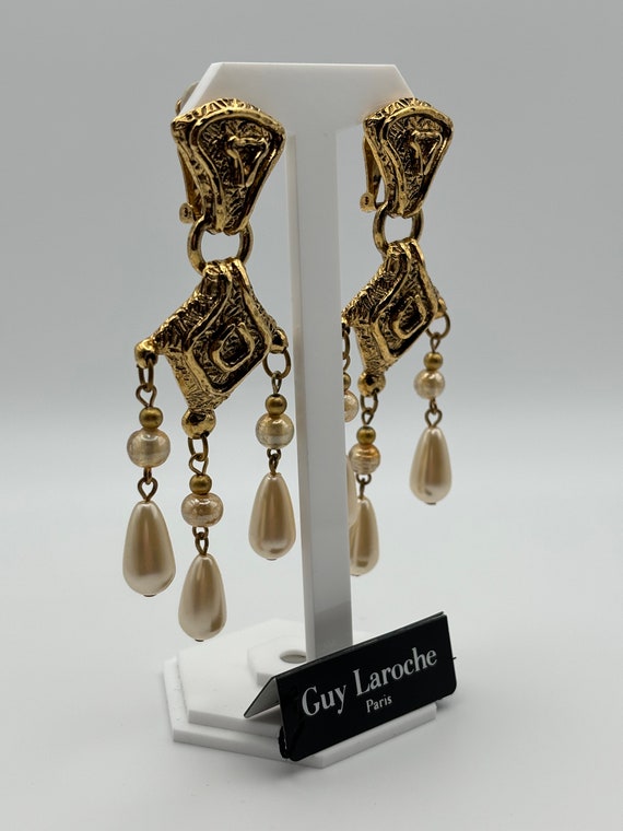 Guy Laroche, 80s new vintage gold plated & faux p… - image 7