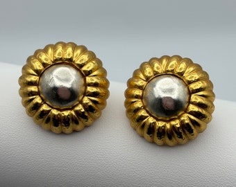 80s vintage silver faux pearl & gold plated clip on earrings