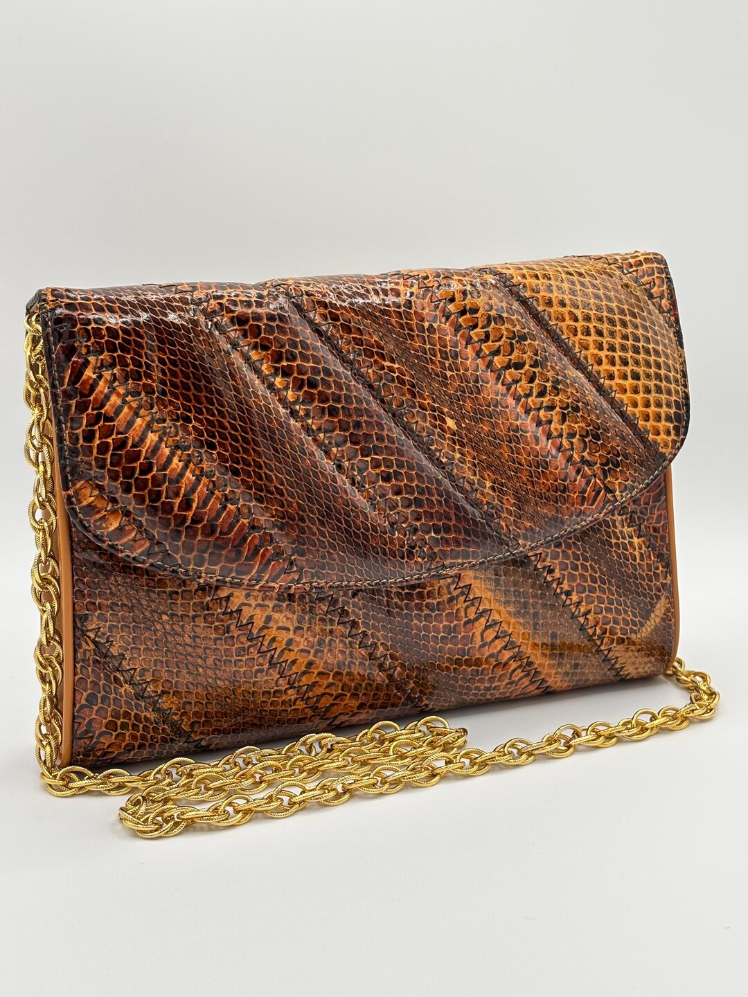 Y’s Vintage leather bag sullen ours 深水 Morle, 80s Vintage Small Tan Snakeskin Shoulder Bag - Etsy