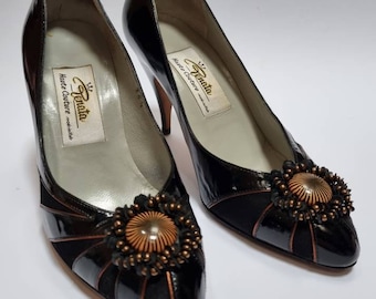Renata Haute Couture, 80s vintage black patent leather high heels