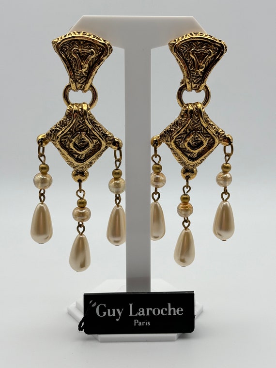 Guy Laroche, 80s new vintage gold plated & faux p… - image 6