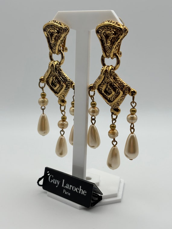 Guy Laroche, 80s new vintage gold plated & faux p… - image 8