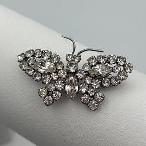 Clear crystal 50s vintage butterfly brooch
