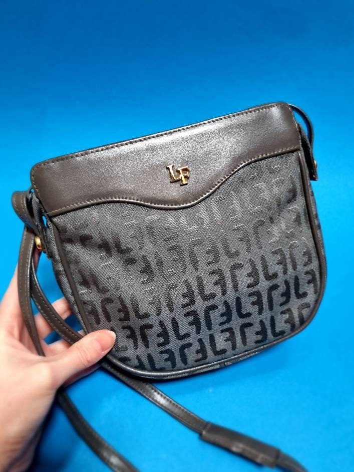 Louis Féraud, 80s Vintage Grey Logo Crossbody Bag