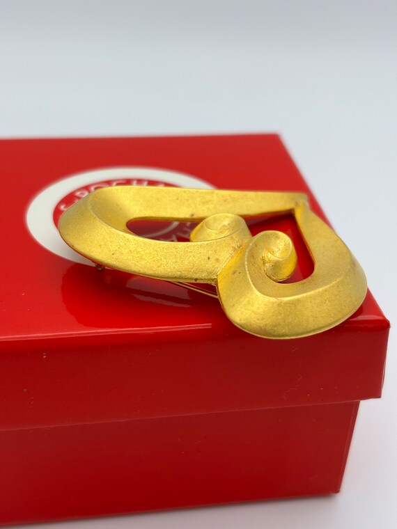 Rochas, 80s vintage matte gold plated heart shape… - image 6