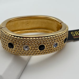 Swarovski, 80s new vintage vergoldet & Kristall-Klemmmanschette