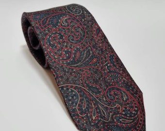 Oscar de la Renta, vintage red, blue & green floral silk tie