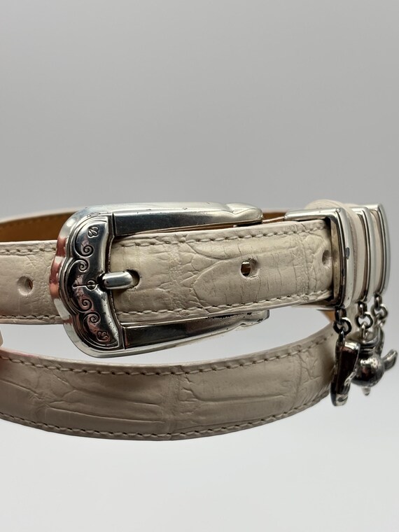 Brighton, 90s Vintage Cream Croc Print Leather Belt, Small 