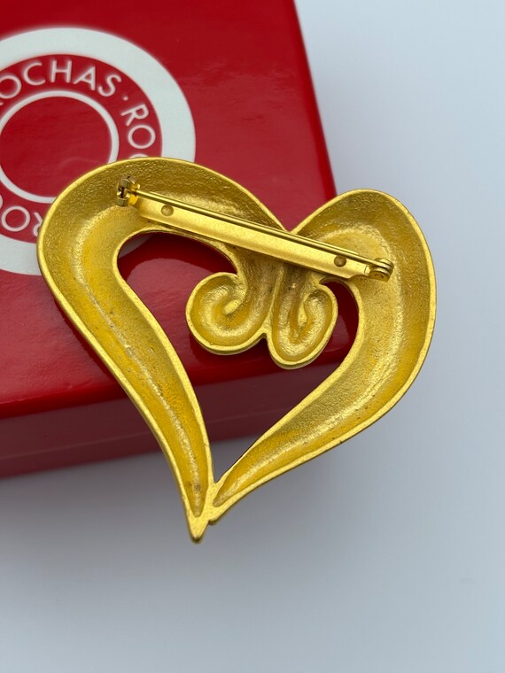 Rochas, 80s vintage matte gold plated heart shape… - image 7