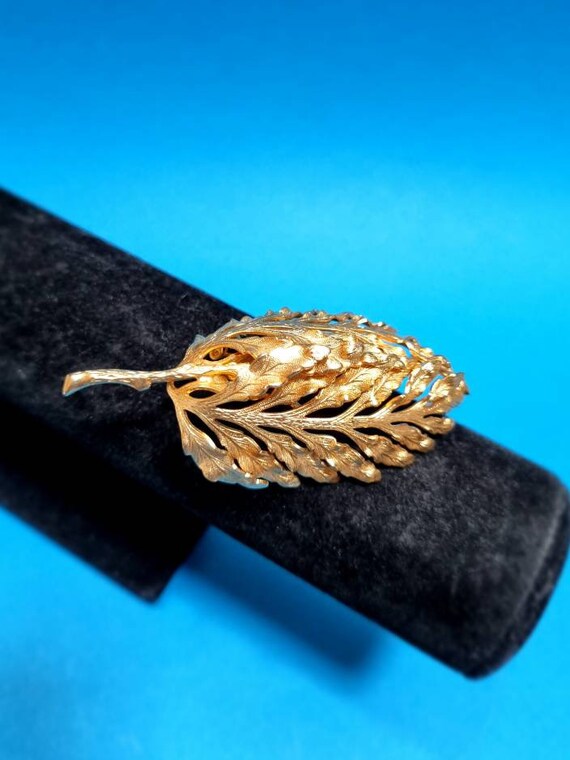 Marvella 60s Vintage Gold Plated Huge Leaf Brooch Etsy Australia