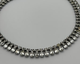 50s vintage crystal baguette & round cocktail necklace