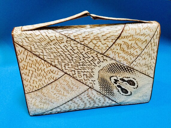 50s Vintage Cobra Snakeskin Envelope Suede Lined T