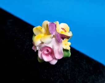 Vintage Coalport China Brooch Purple Yellow Flower 1950s - Etsy