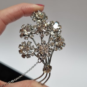 50s vintage clear crystal bunch of flowers brooch