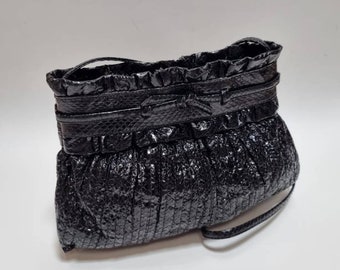 80s vintage black snakeskin shoulder bag