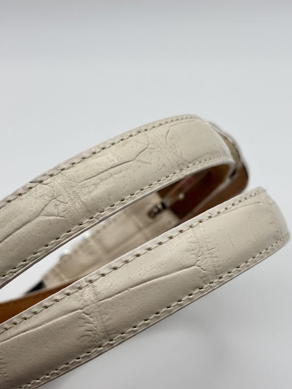 Vintage Cream Croc Print Belt Brighton, 90s Vintage Cream Croc Print Leather Belt, Small  main image 3