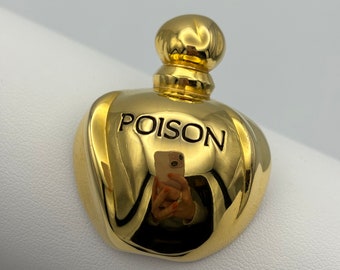 Christian Dior Poison, broche de perfume vintage bañado en oro de los años 80