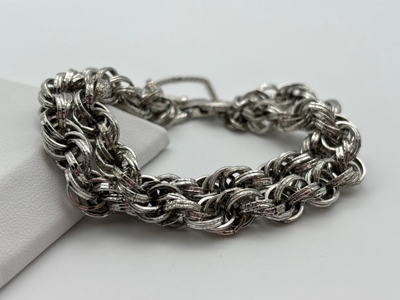 Monet, 60s Vintage Silver Plated Double Chain Link Bracelet - Etsy