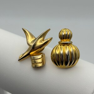 Revlon & Wella, 80s vintage gold plated perfume pin set