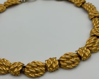 Anne Klein, 80s vintage matte gold plated rope link necklace