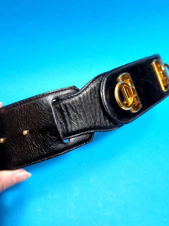 Salvatore Ferragamo, Gancini, 80s Vintage Black Leather 