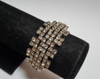 50s vintage geometric crystal cuff bracelet