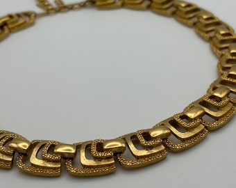 Monet, 60s vintage gold plated geometric link necklace