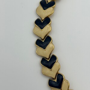 Nina Ricci, 80s vintage blue & white enamel heart link necklace image 4