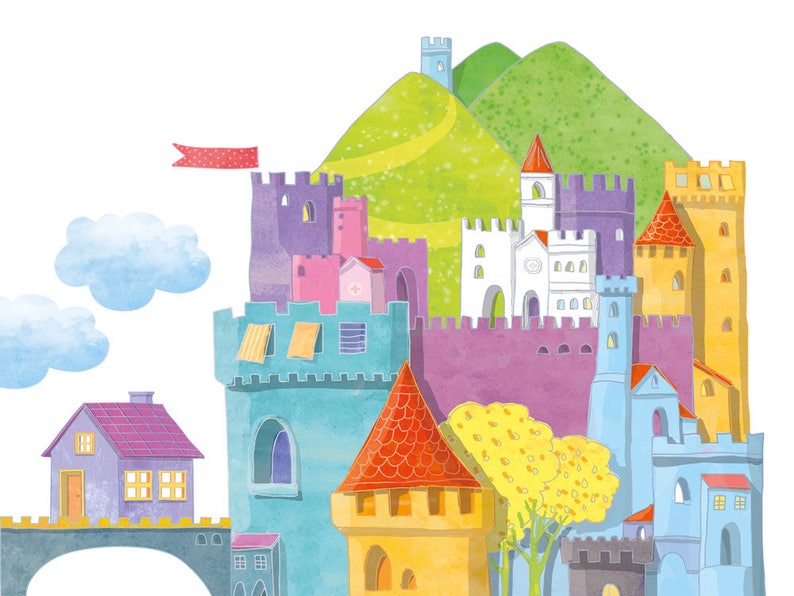 Castle Wall Decal Kids Sticker Stickers Gift For Kid Nursery Decor Fabric - Castle Wall Decal Castle Wall Decal Kids Sticker Stickers Gift For Kid Nursery Decor Fabric - Castle Wall Decal