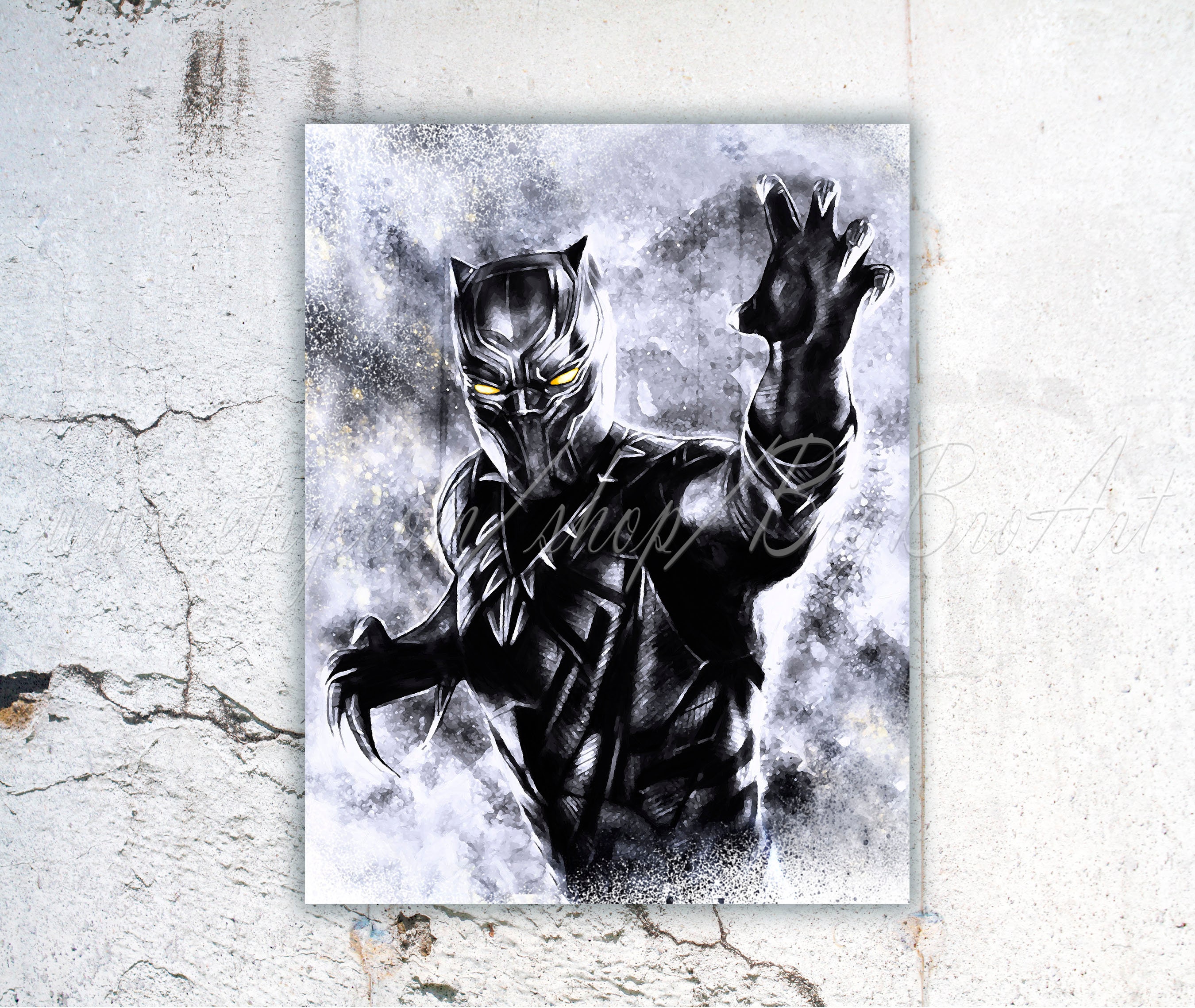 Black panther watercolor black panther art superhero art black panther watercolor art black panther print black panther wall art b 055