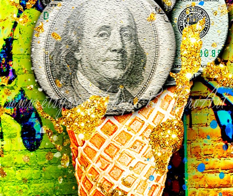 Money Wall Art Ice Cream Deal Money Art Print Pop Art Etsy