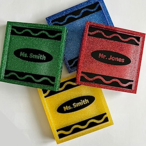 Crayon Resin Teacher Coasters