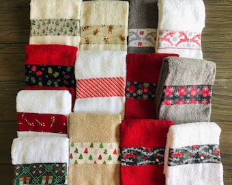 Premade Christmas Holiday Hand Towels