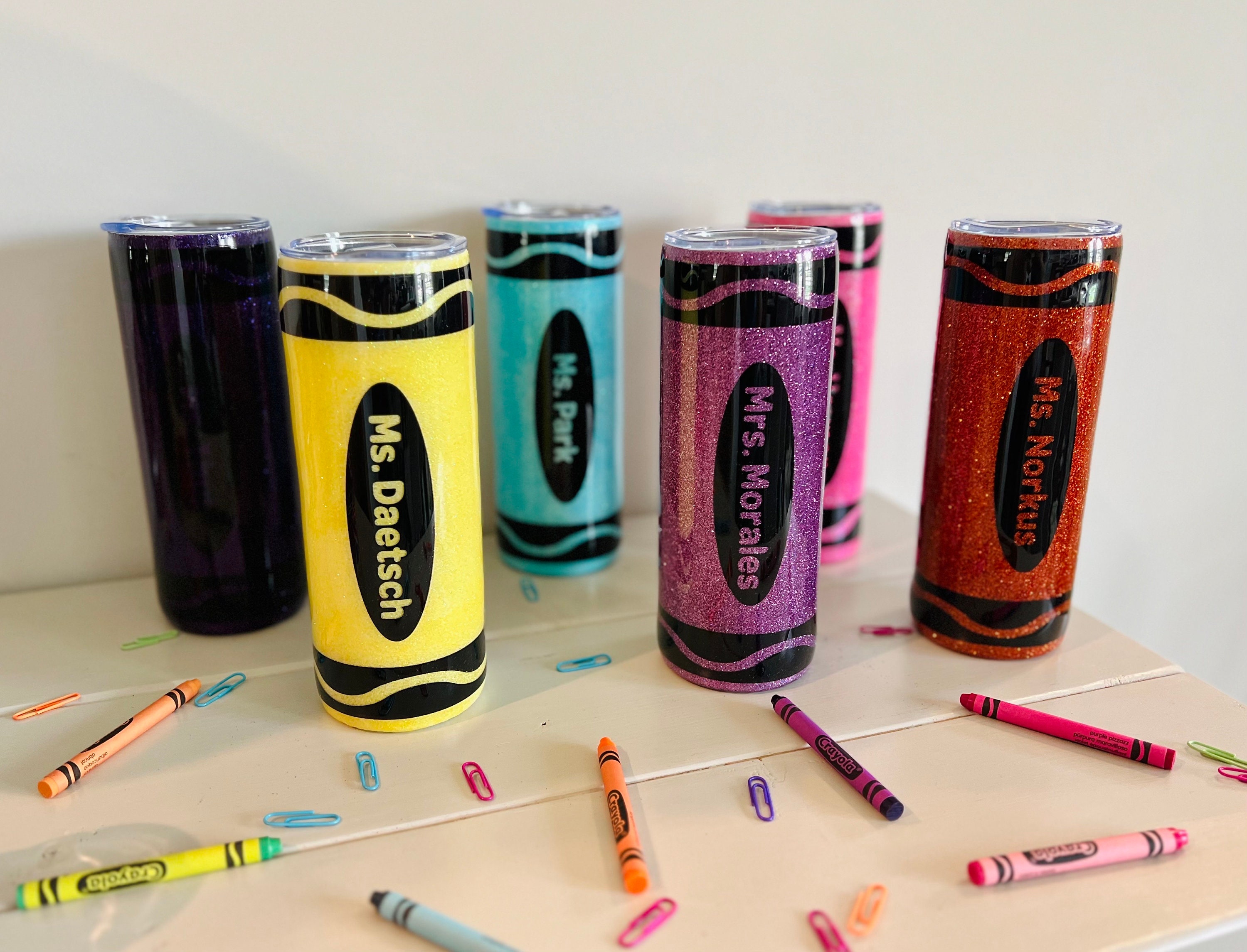 Crayon Tumblers, Kids Students, Glitter Crayon Kids Tumbler