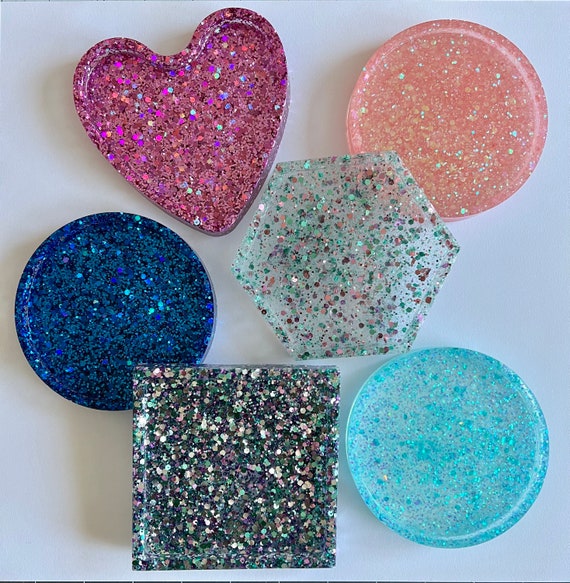 Resin Glitter Coaster Etsy