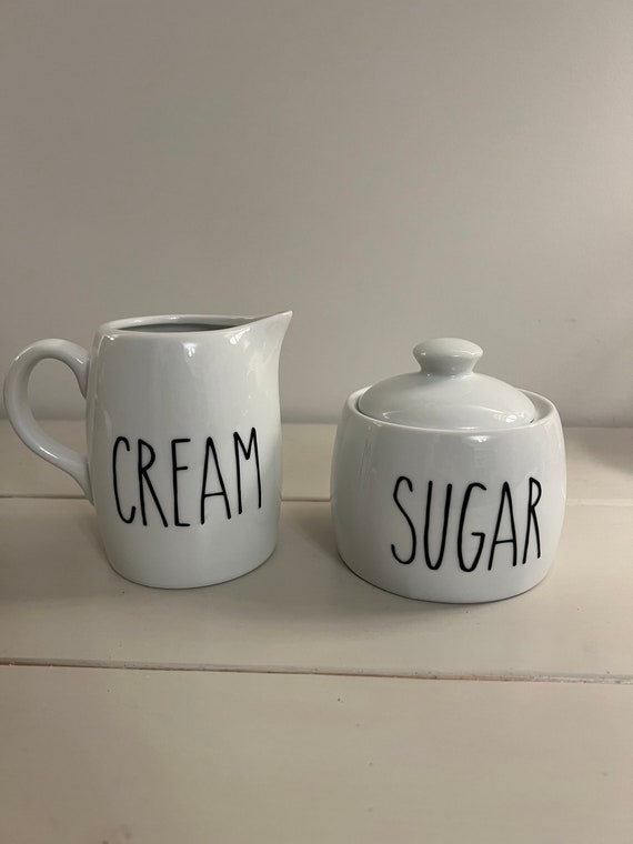 Rea Dunn Inspired Cream & Sugar Container Set Etsy