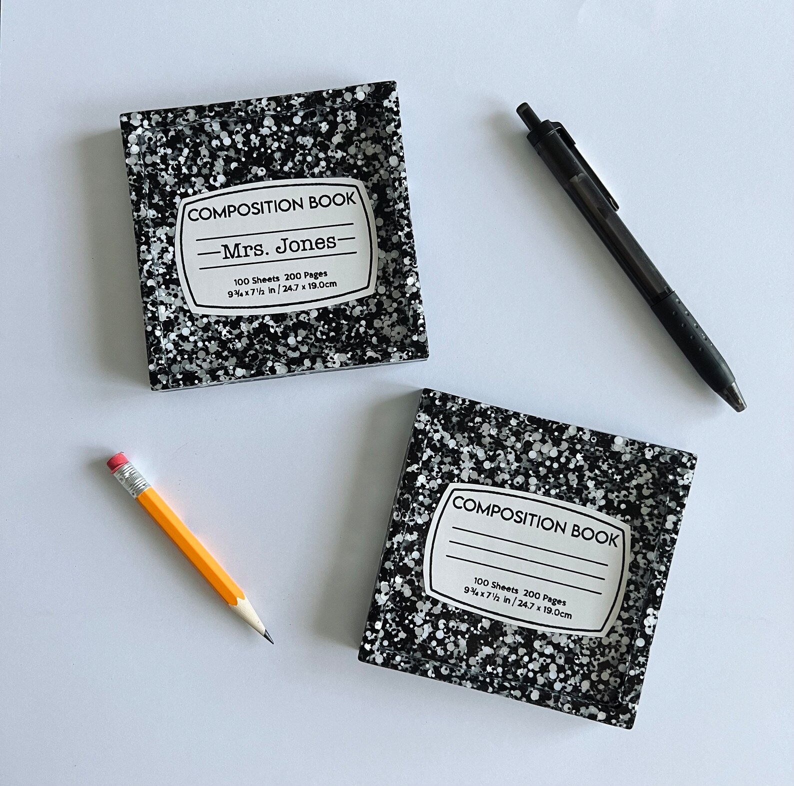 Composition Notebook Square Resin Teacher Coasters - Etsy